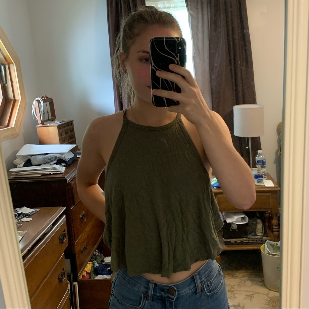 Charlotte Russe Army Green Flowy Tank